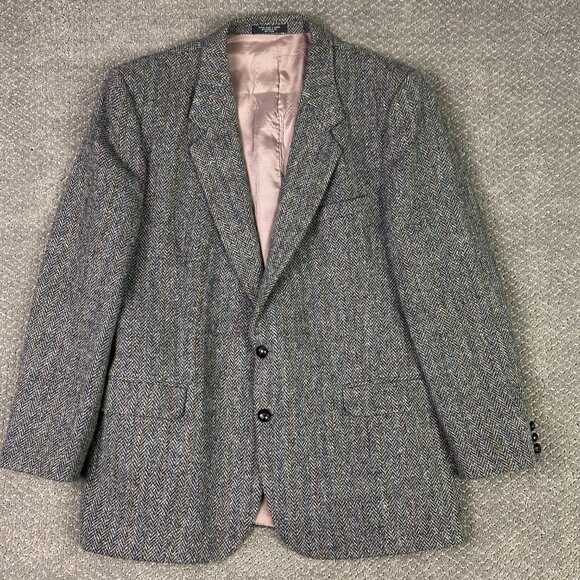 Harris Tweed Other - Harris Tweed Herringbone Blazer Sport Coat Men's 48R Fits like 44R Gray Red Blue